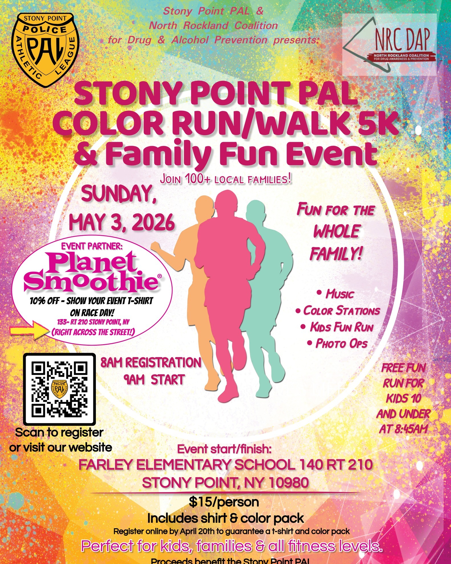 Stony Point PAL Color Run/Walk 5K & Family Fun Event